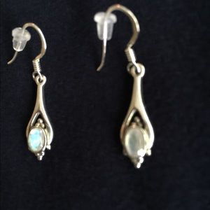 Sterling silver earrings with moonstones & pouch.